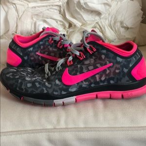 Nike Hot Pink and Grey Leopard Sneakers